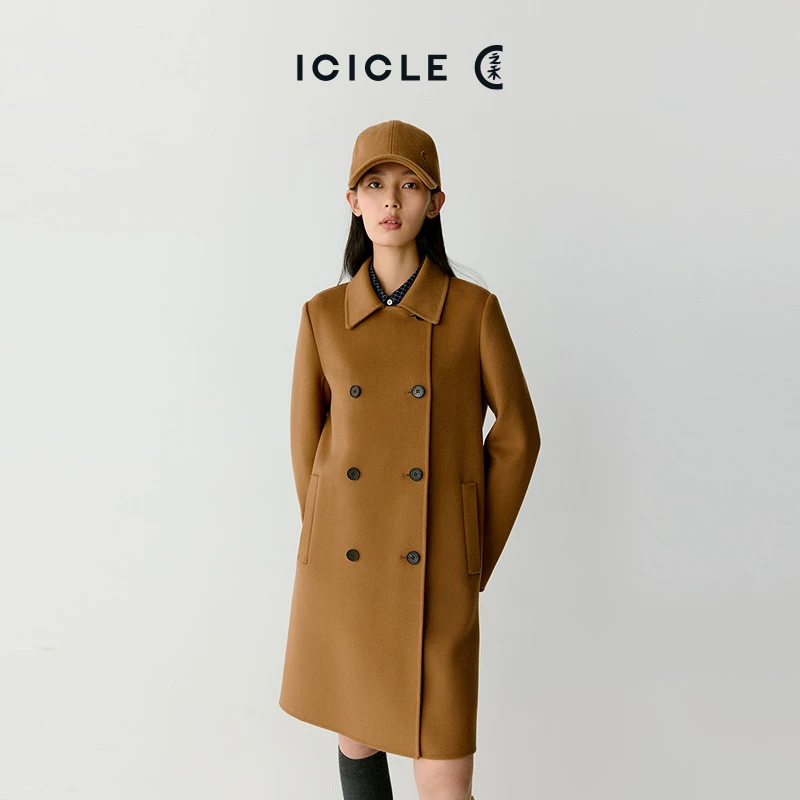 【琥珀流光】ICICLE之禾女装高级感绵羊毛山羊绒双面呢大衣0390