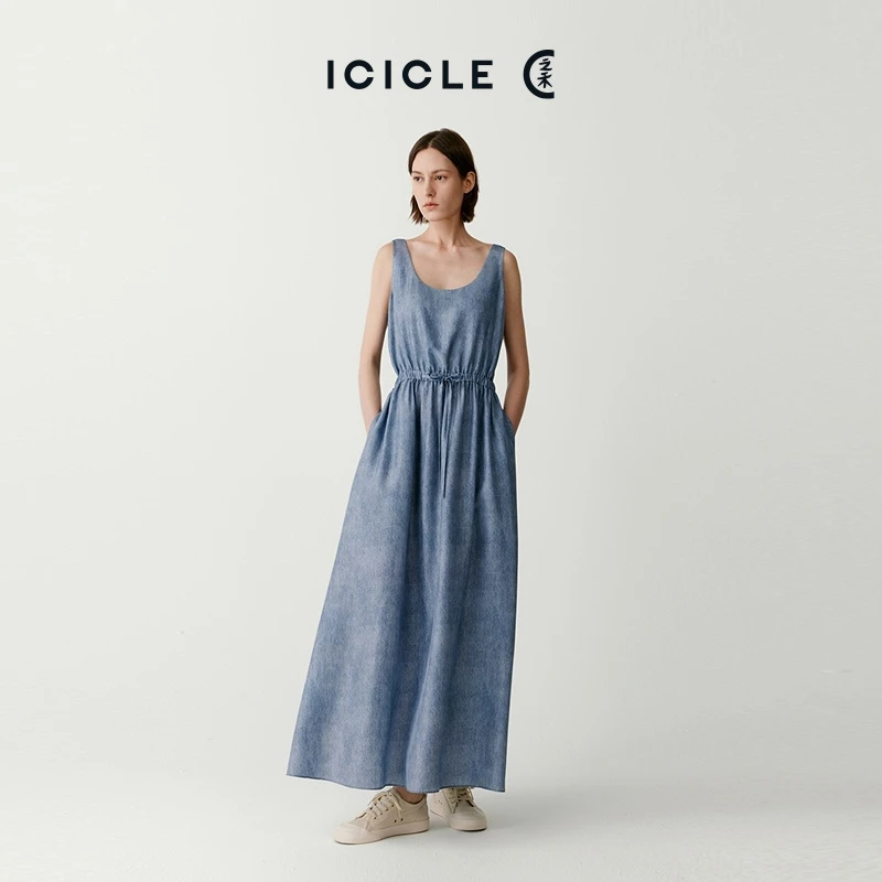 【臻选真丝】ICICLE之禾女装2024夏季新款真丝电力纺长款连衣裙