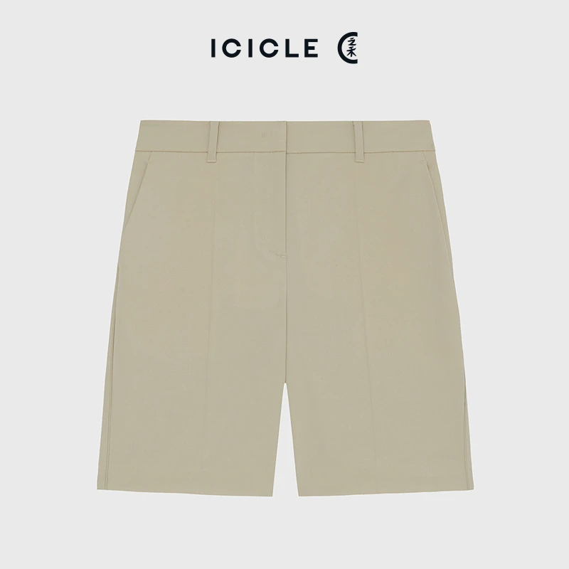 ICICLE之禾女装精纺羊毛斜纹弹力布短裤0845