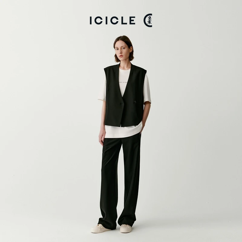 ICICLE之禾女装秋冬棉斜纹针织阔腿裤