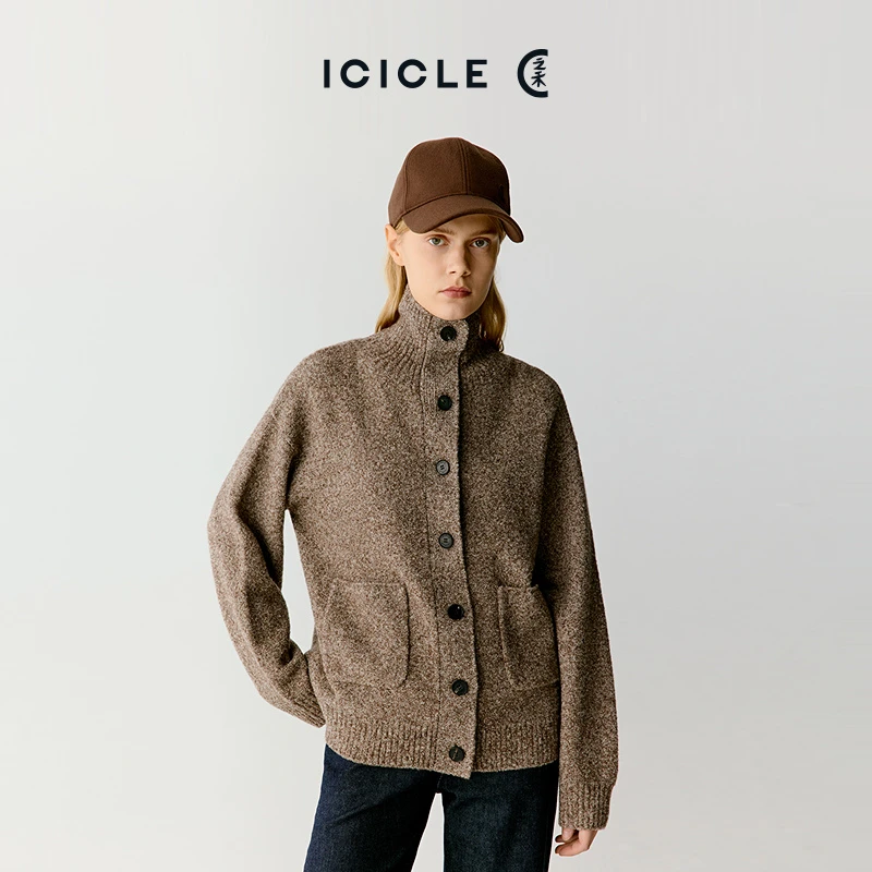 ICICLE之禾女装冬季新款牦牛绒圈圈纱开衫