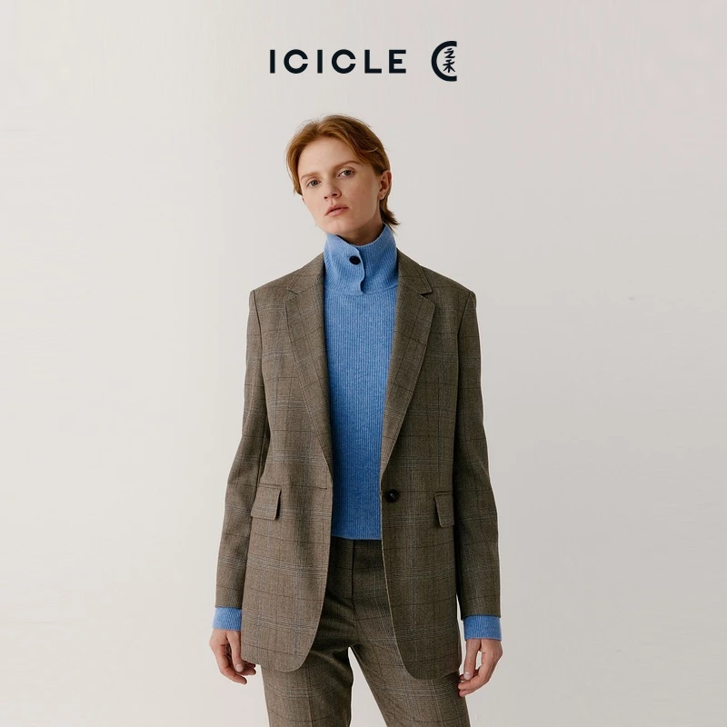 [退仓]ICICLE之禾女装春季毛弹花呢时尚经典百搭通勤商务西装