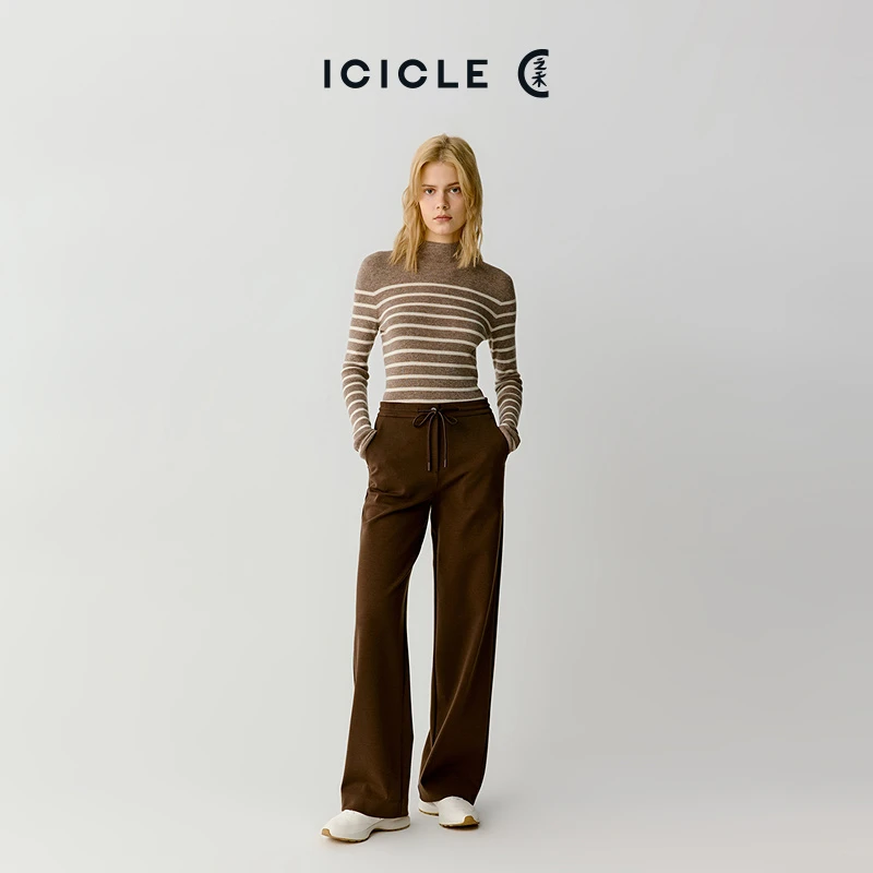 ICICLE之禾女装羊毛混纺罗马布直筒裤1192