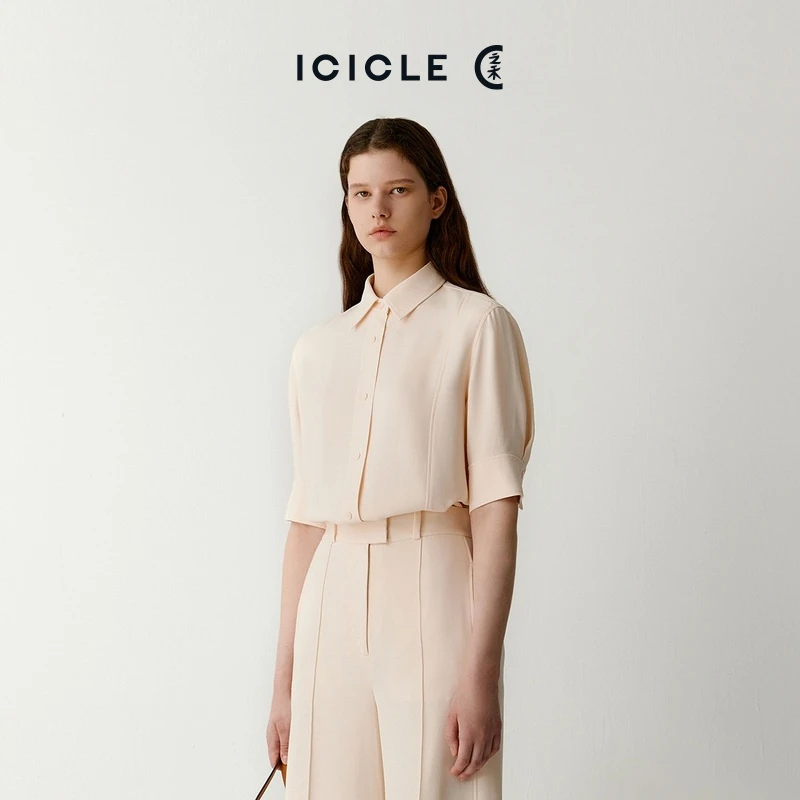 【售罄】ICICLE之禾女装夏季双层乔其上衣短袖衬衫
