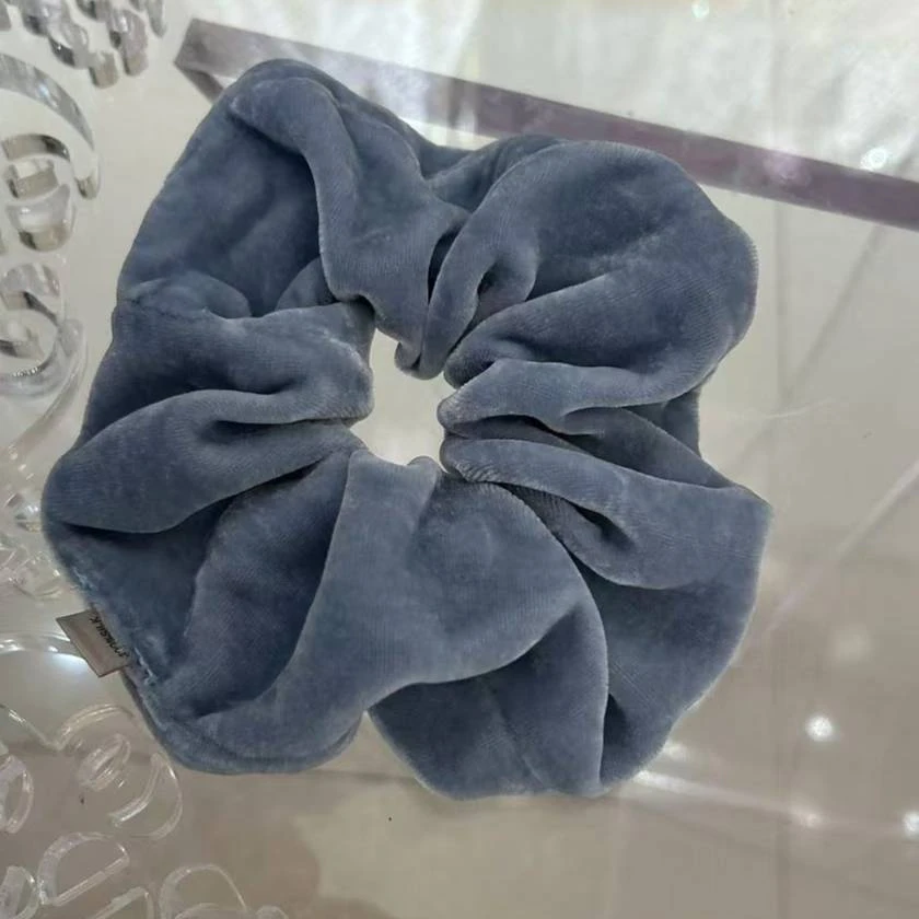 玉兰悠悠高级时装“蓝”色丝绒发圈高级百搭