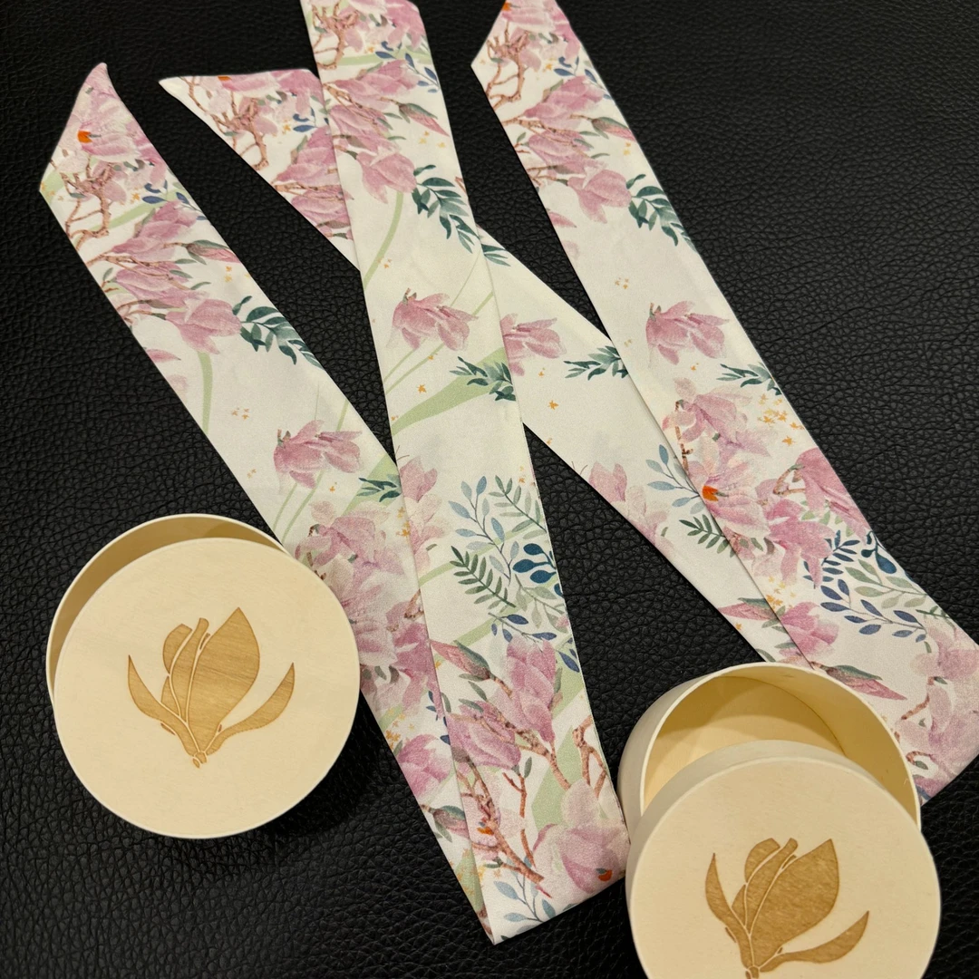 玉兰悠悠高级时装丝巾时尚休闲百搭女士薄款春夏碎花