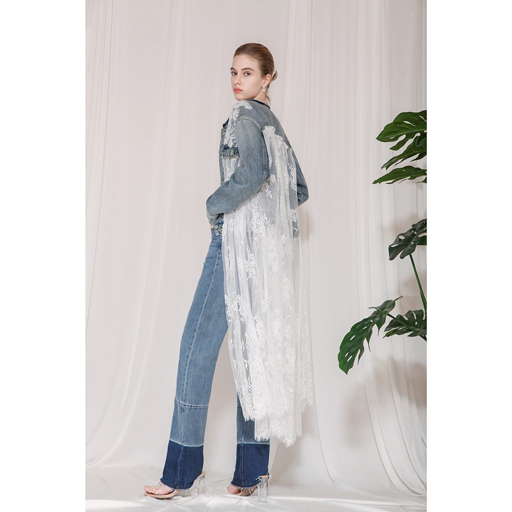 玉兰悠悠高级时装“街拍达人”牛仔蕾丝外套飘逸中式复古时尚穿搭