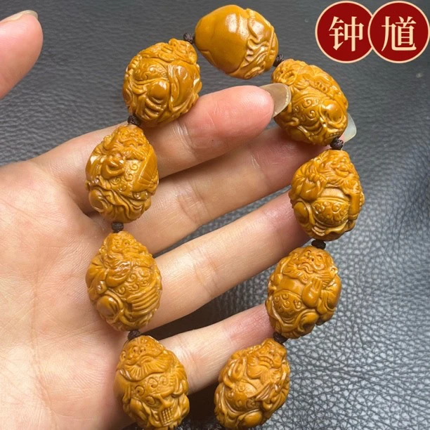 整身钟馗精修款老料雕刻橄榄核雕手串文玩