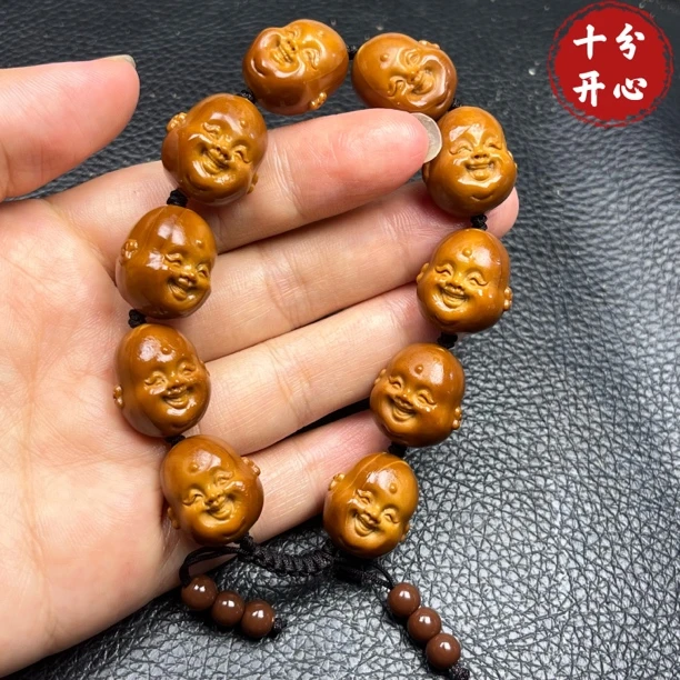 十分开心梅林铁核橄榄核雕手串手工文玩橄榄核吊坠