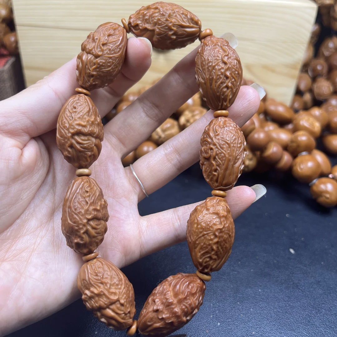 白菜百财招财手串橄榄核雕手串手工文玩手串吊坠