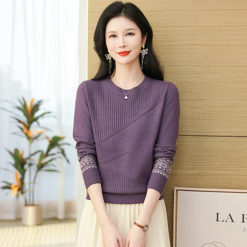 秋装新款套头减龄时尚洋气针织衫毛衣女春秋591