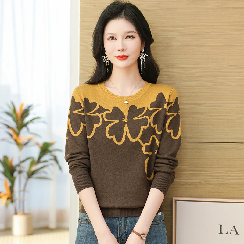 秋装新款套头减龄时尚洋气针织衫毛衣女春秋599