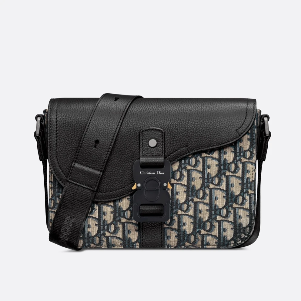 99新 DIOR/迪奥 3113老花刺绣Saddle中号马鞍男士邮差包斜挎包