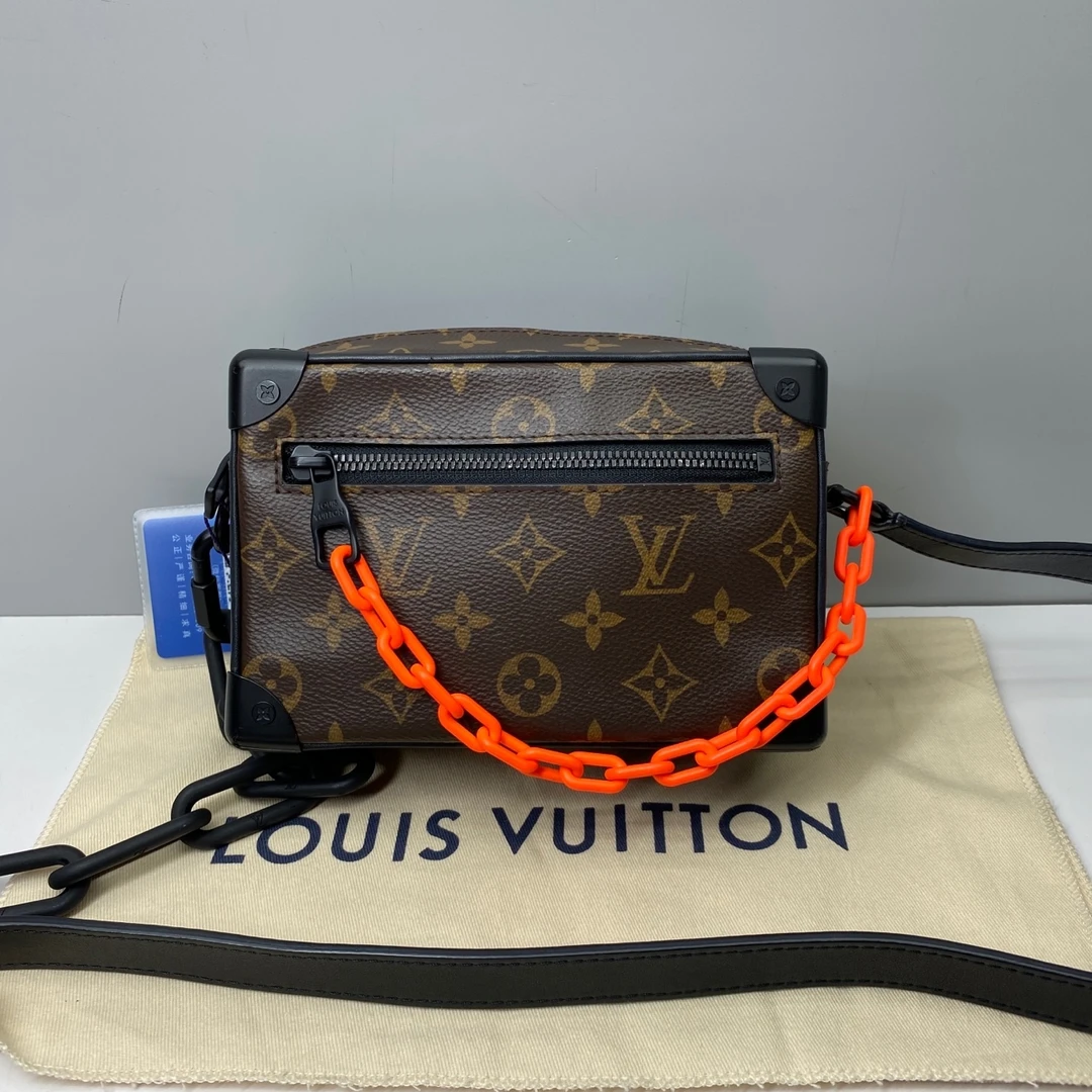 99新 LV 98新LV soft trunk棕色老花7937软盒子包邮差包