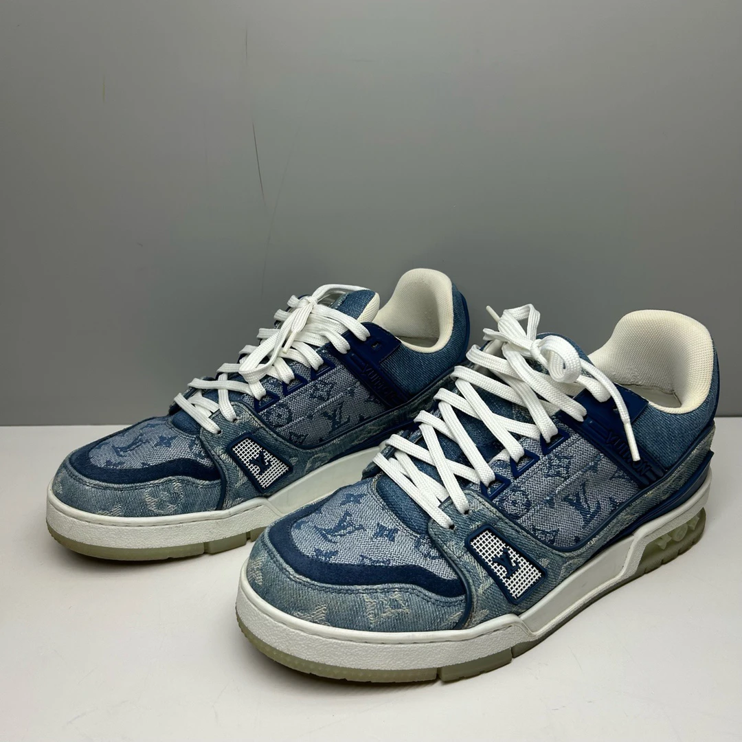 99新 LouisVuitton/路易威登 牛仔丹宁板鞋平底鞋球鞋5.5码39.5