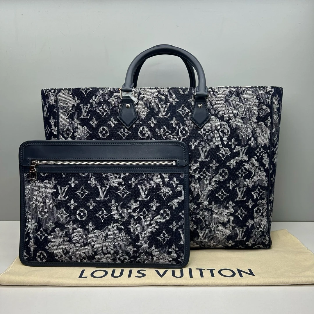 99新 LV 98新LV SAC限量刺绣老花9356男士托特包公文包手提包