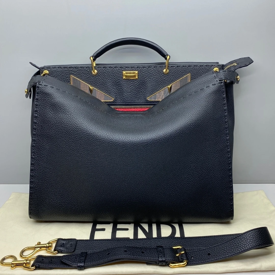 98新Fendi芬迪Peekaboo小怪兽8882牛皮大号男