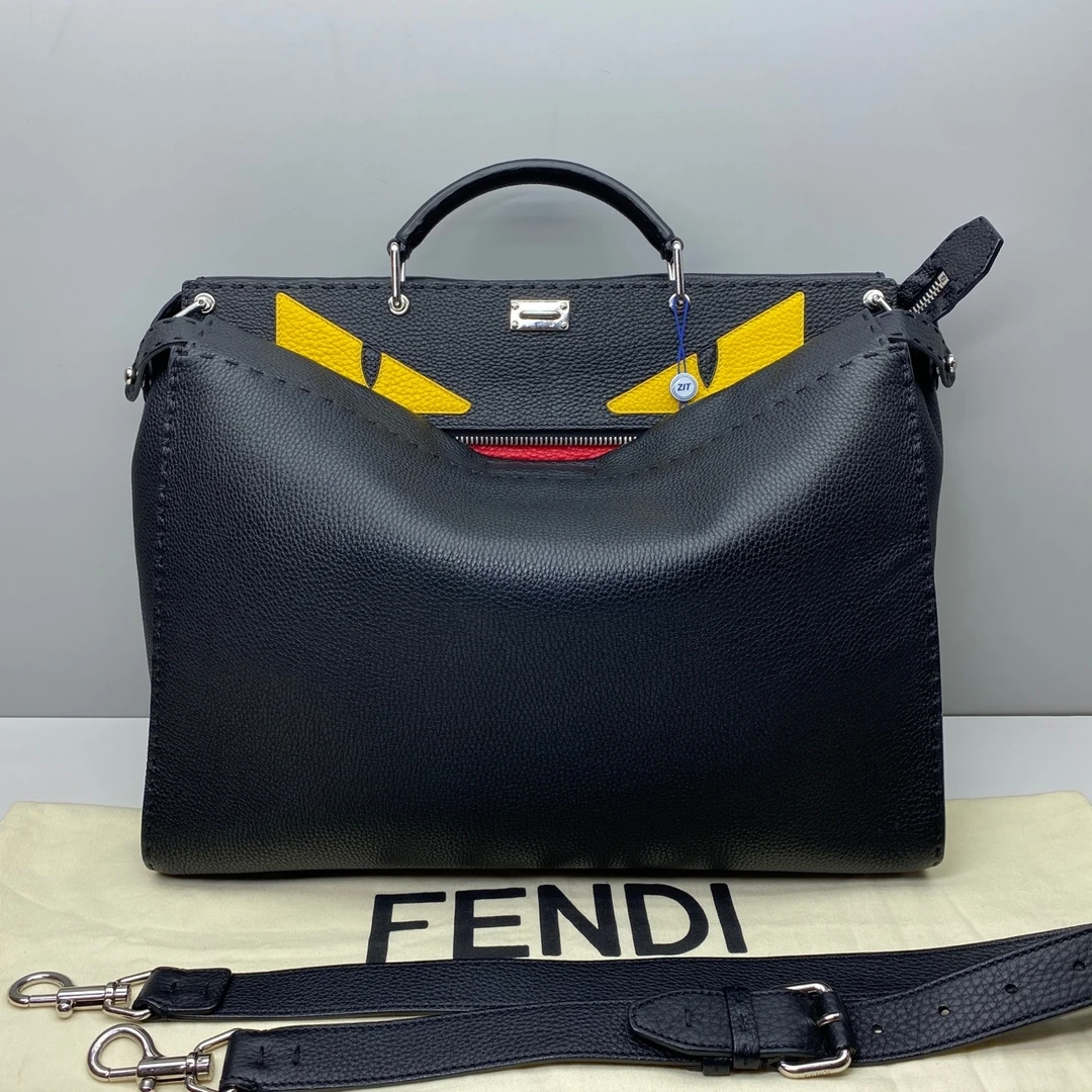 99新 FENDI/芬迪 99新Peekaboo小怪兽7847牛皮大号男士公文包