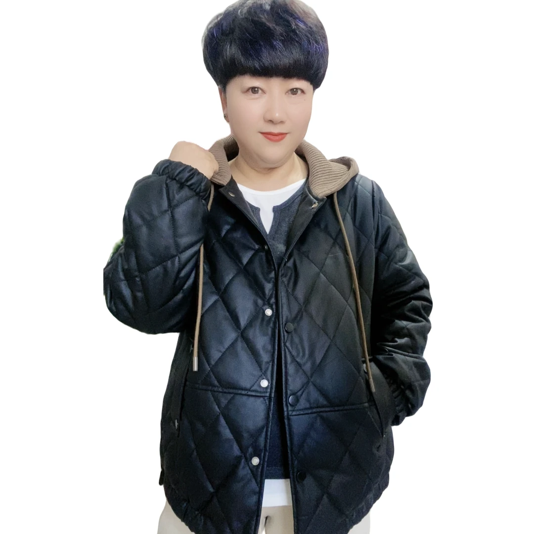2023秋冬新款大码休闲轻奢显瘦皮棉衣短款4