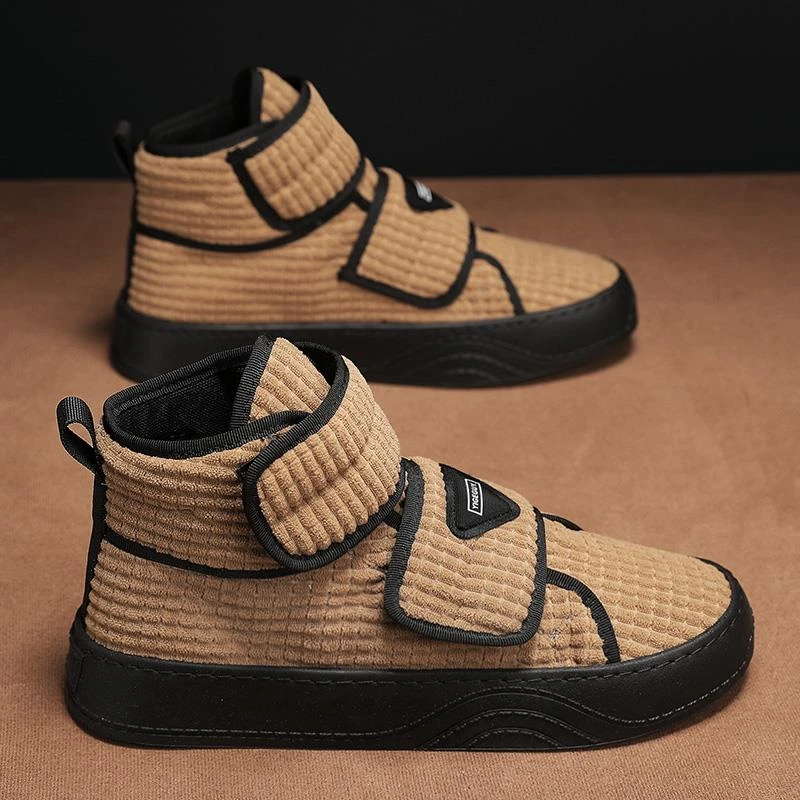 【小扬哥推荐】男鞋2023新款秋季百搭高帮休闲板鞋男士冬季魔术贴灯