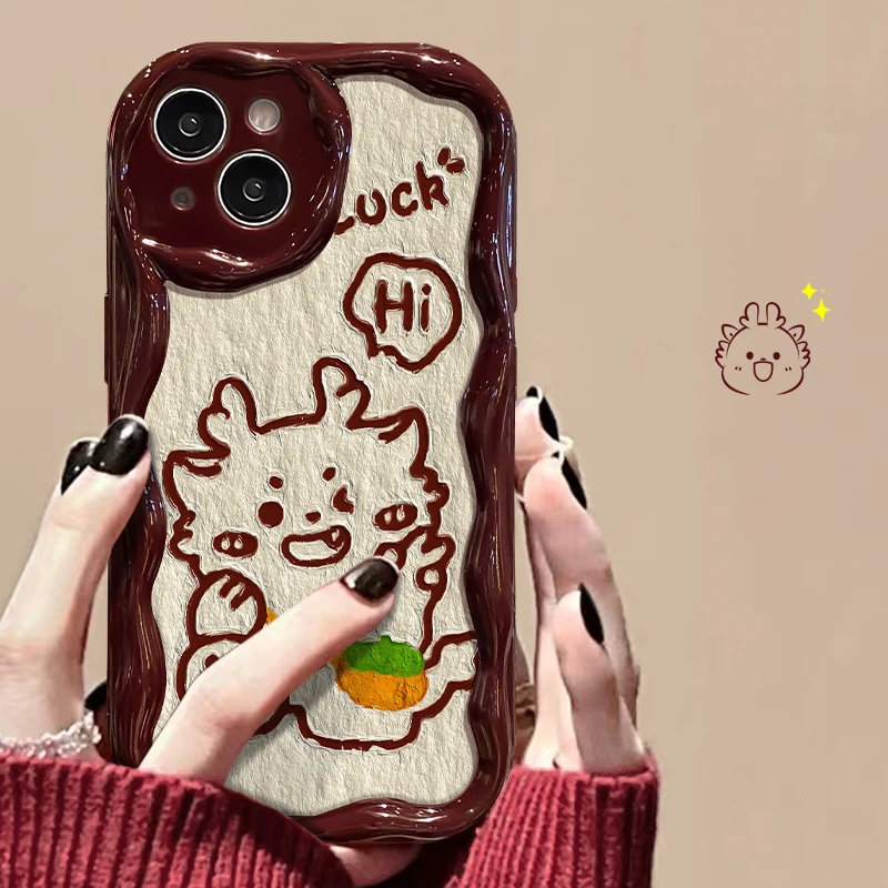 开心小龙苹果15手机壳iPhone14promax新款11/12/13软x硅胶xr红xs