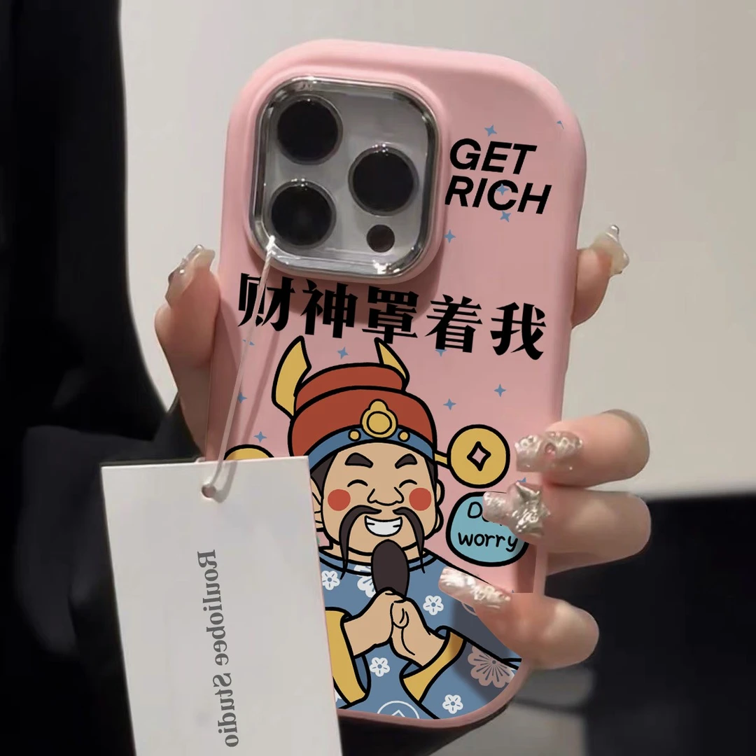 财神罩着我iphone15苹果14promax壳13防摔12/11女x金属xs软xr硅胶