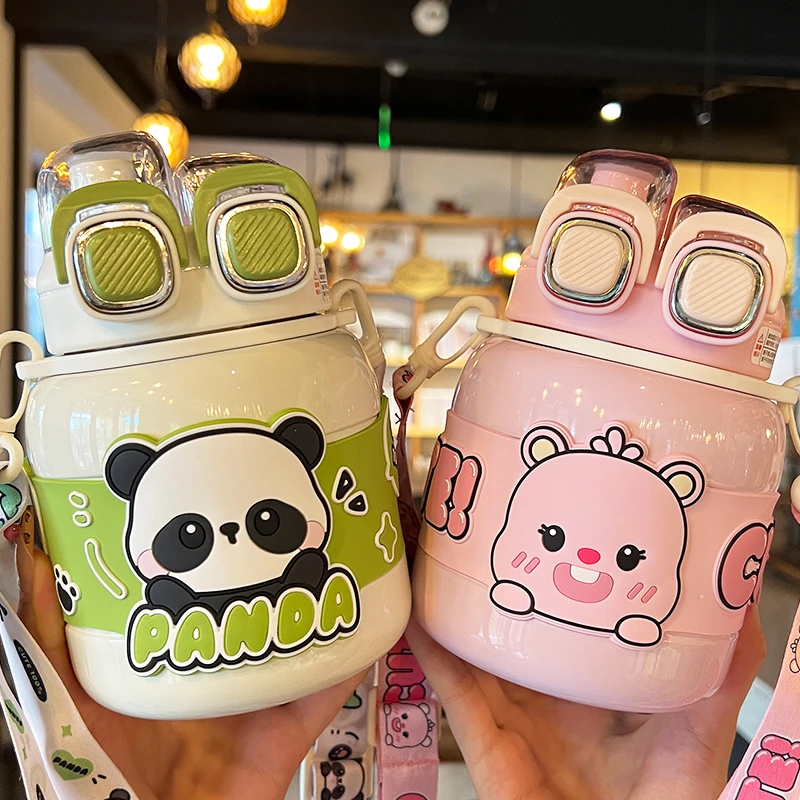 网红可爱大容量保温杯小学生幼儿园上学专用儿童水杯便携双饮杯子
