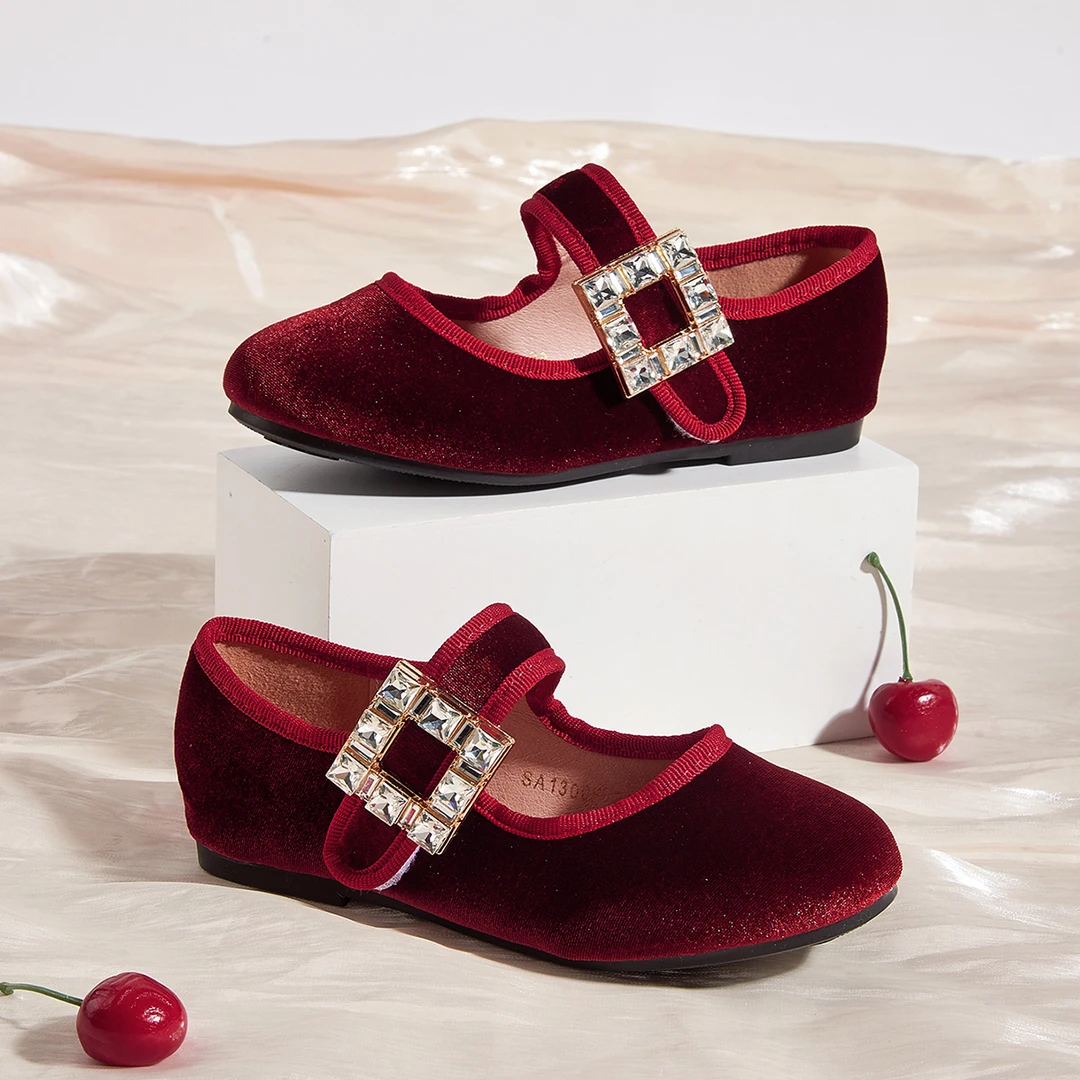 新款小女孩绒面走秀经典童鞋女童百搭公主鞋软底单鞋
