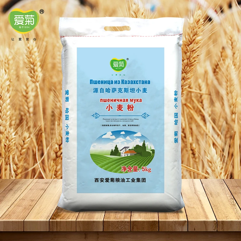 爱菊5kg哈萨克斯坦小麦粉筋度高包饺子扯面拉面口感筋道面条粉