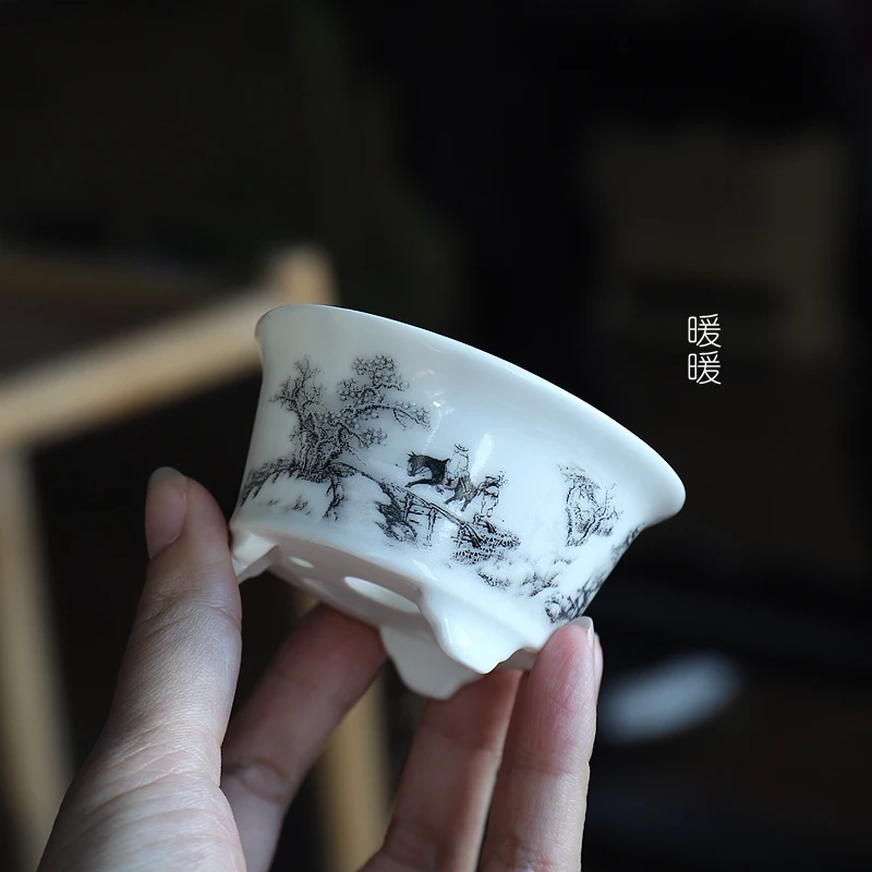 『山水小圆口盆』暖暖花器 精品陶瓷微型盆景盆 多肉控养 小花盆