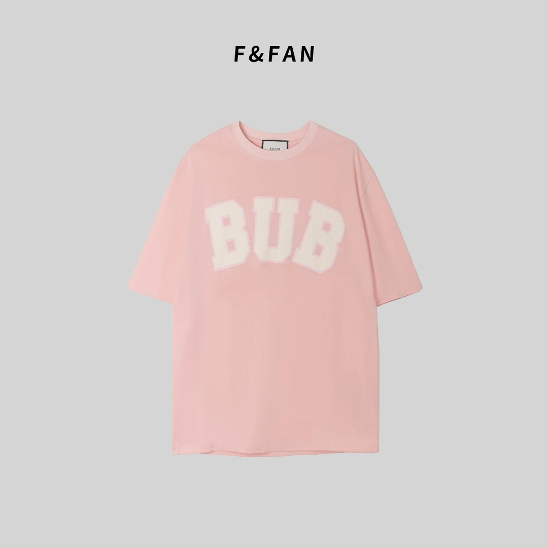 F&FAN【BUB】夏季宽松休闲减龄显瘦字母印花潮流时尚圆领情侣短袖