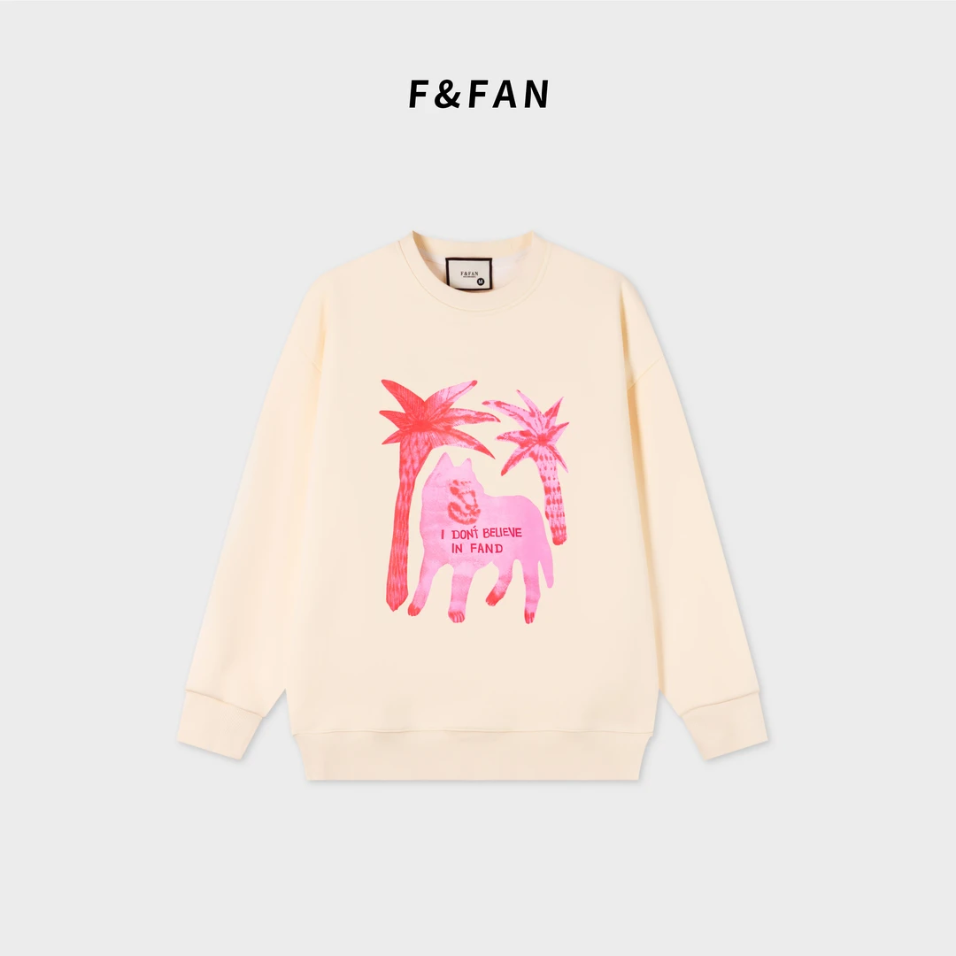 FAND【椰树】秋冬加绒宽松印花长袖圆领卫衣