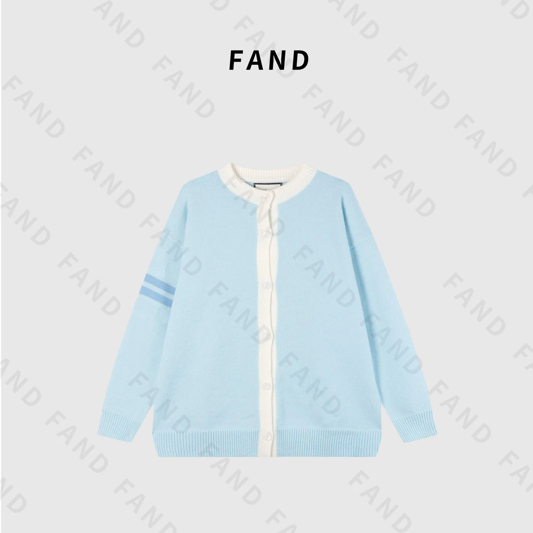 FAND【多巴胺】春季新品小香风情侣说宽松圆领毛衣针织衫开衫外套