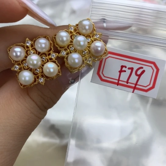 海水珍珠耳饰银S925镶嵌