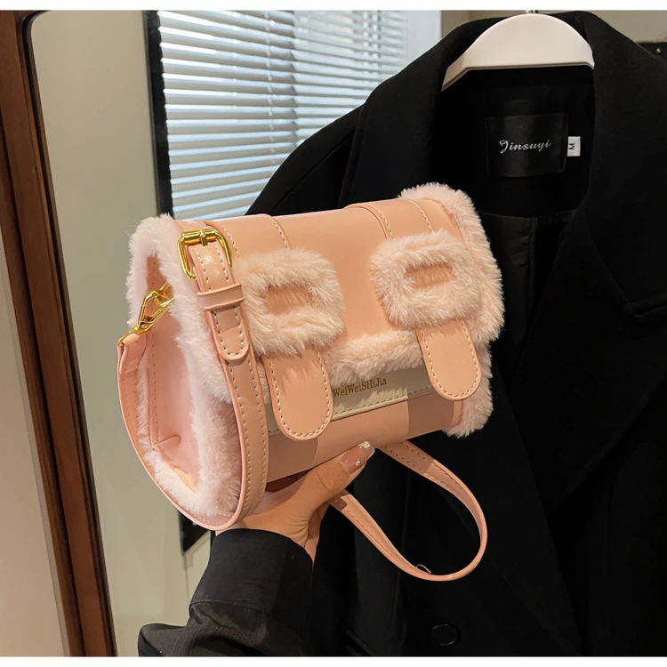 包包时尚毛绒小包包单肩秋冬肩包网红洋气小众腋下韩版小方包冬季