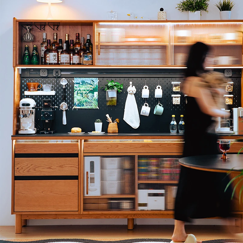 木邻良仓客厅餐边柜樱桃木实木岩板餐边柜收纳柜家用大容量储物柜