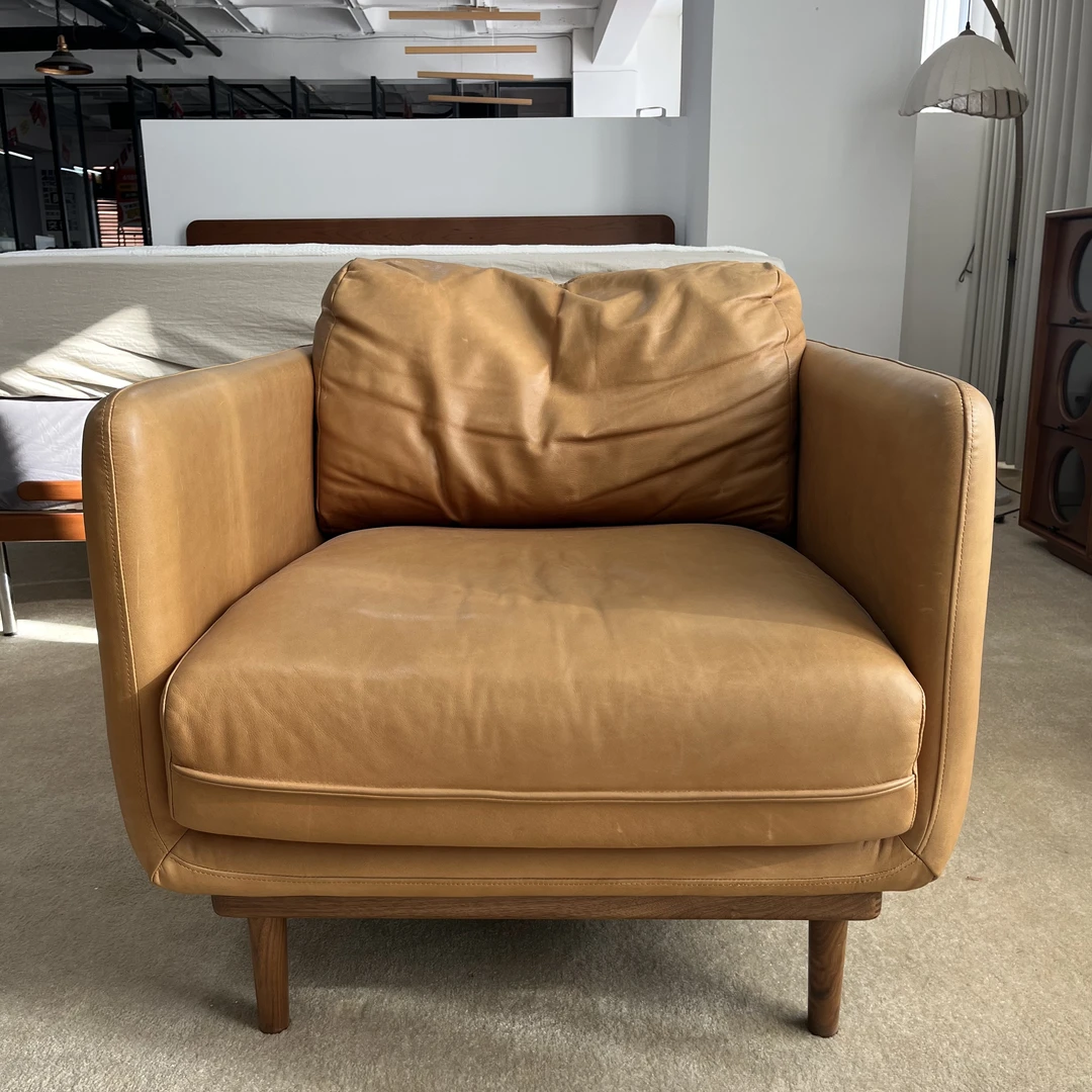 木邻【瑕疵特价】真皮单人位沙发