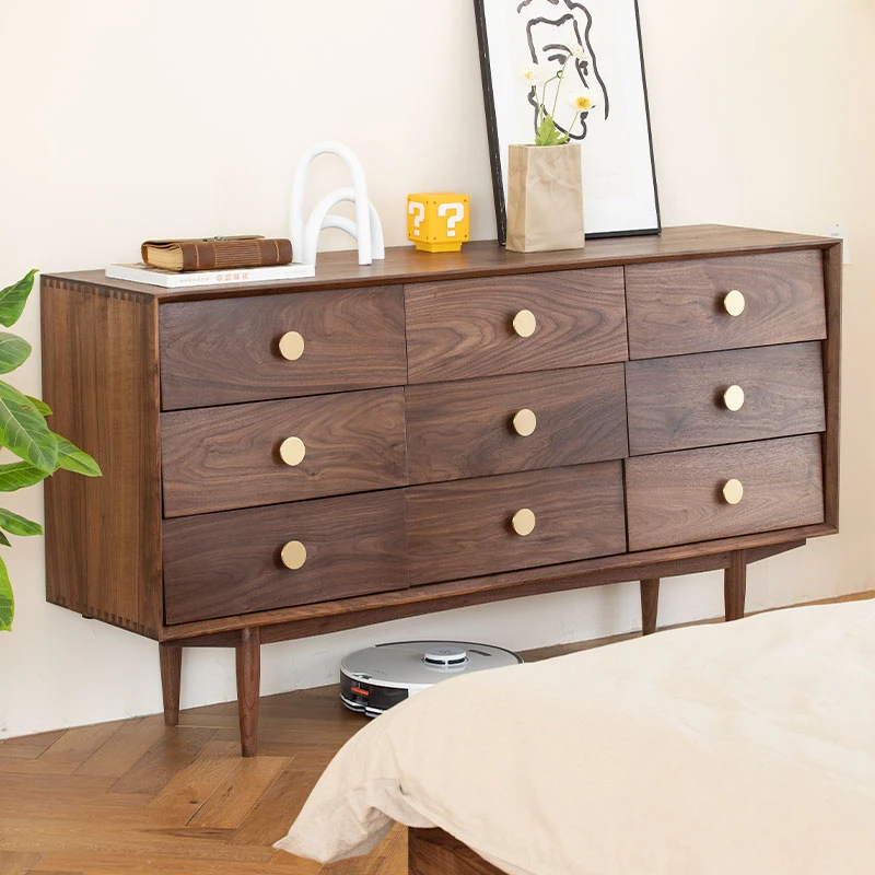 木邻【瑕疵特价】山丘九斗柜黑胡桃木客厅储物卧室实木收纳柜抽屉柜