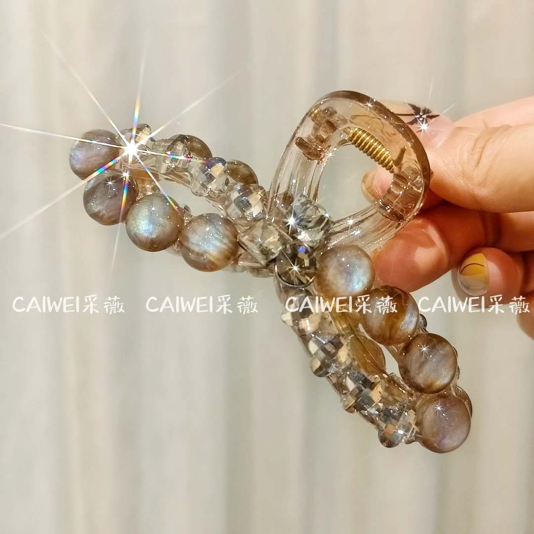 C1099秋冬新款高级感星球四叶草钻钻抓夹9cm气质轻奢