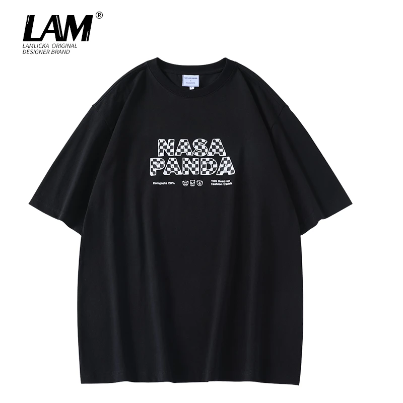 “LAM"220g 幻影棋盘格LOGO无手感印花短袖