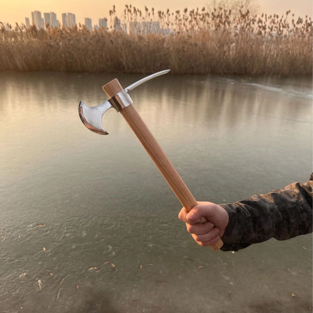 户外不锈钢多功能冰镐j户外两用倒装尖头斧子