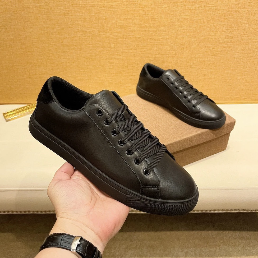 BUNRERBBY【广州高端】2025年新款真皮板鞋男牛皮轻奢潮流黑色鞋子