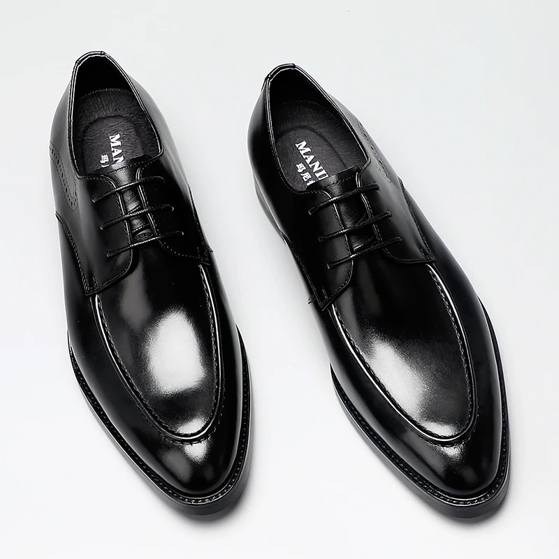 3391正装皮鞋尖头英伦风系带透气真皮结婚皮鞋商务男鞋潮流德比鞋