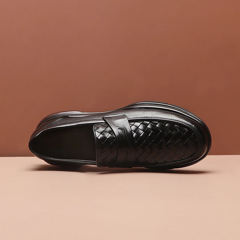 22802英伦风商务正装套脚男鞋舒适透气真皮男士休闲皮鞋乐福鞋