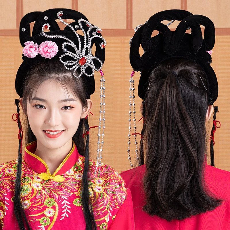 戏剧头饰假发越剧花旦头套古代小姐发饰影视影楼古装仙女表演用品