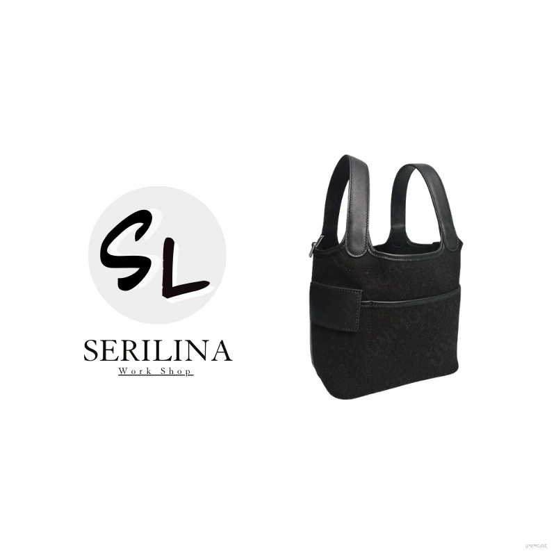 简约帆布拼皮水桶包【1696】