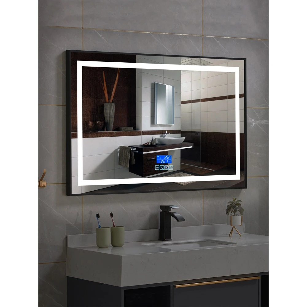 酒店浴室镜带灯led智能镜铝合金边框卫生间防雾镜子洗手间壁挂镜