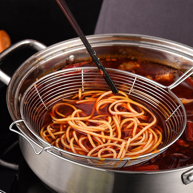 新款不锈钢漏勺捞面条捞饺子线漏勺火锅过滤网筛大号油炸捞勺笊篱