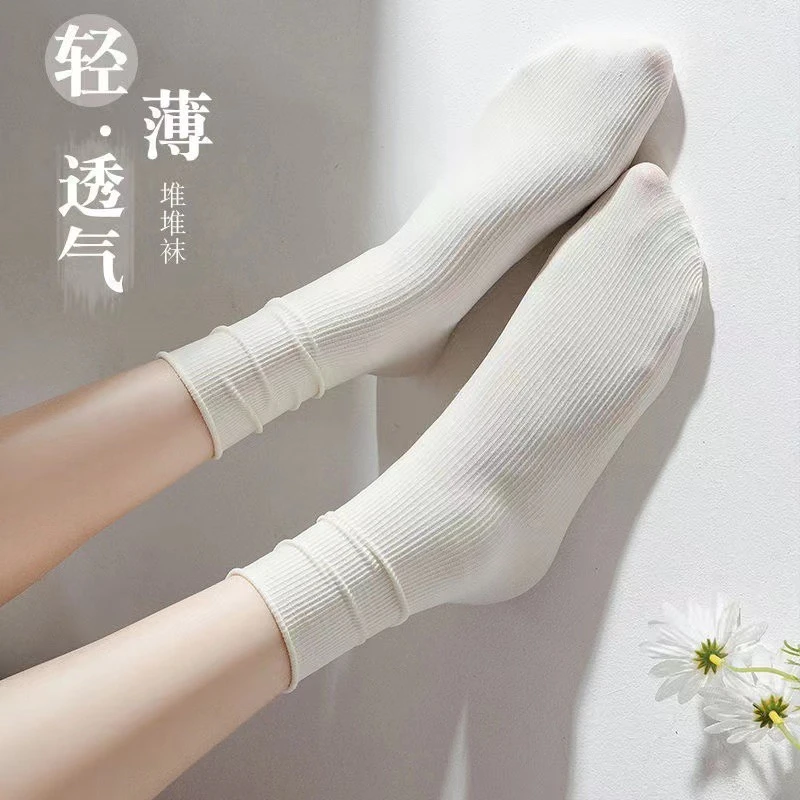 【天鹅绒冰冰袜】新款春夏季透气舒适轻薄冰冰袜中筒袜堆堆袜透气