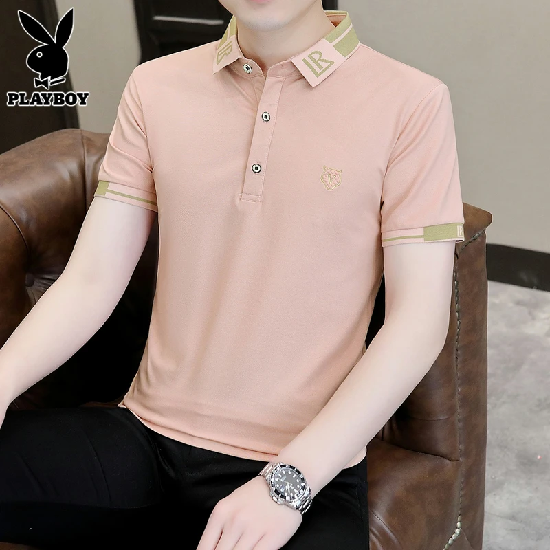 PLAYBOY2023新款polo衫男士夏季休闲翻领衣服潮牌潮流短袖t恤男